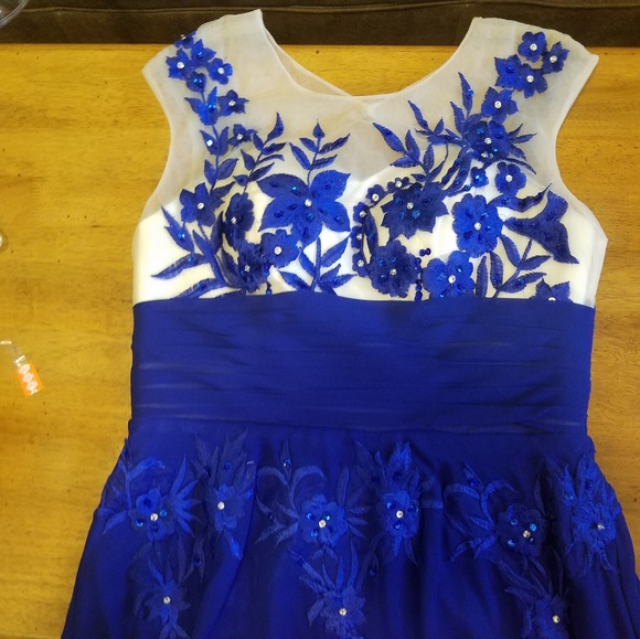 Royal Blue Chiffon Gown, NWT Size 12 - Picture 5 of 8